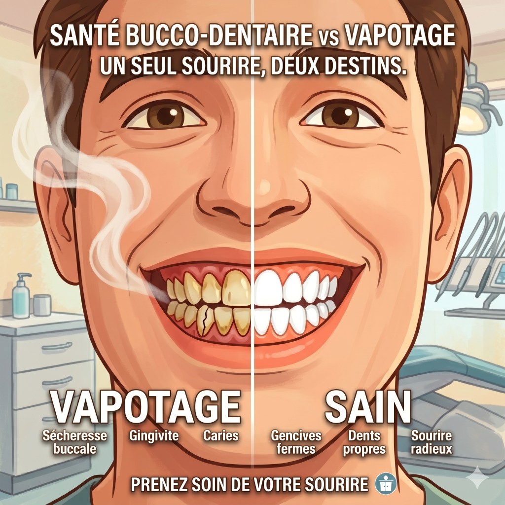 Dentiste expliquant les effets du tabagisme et du vapotage sur la santé bucco-dentaire